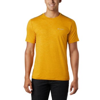 Columbia Tech Trail Crew Neck, Camiseta Dorados Claro Para Hombre | 932605-RZE